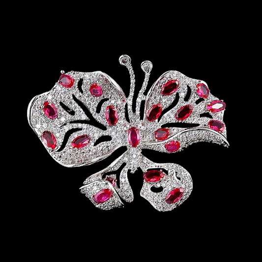 AVELIA Classic Ruby Butterfly Charm Brooch