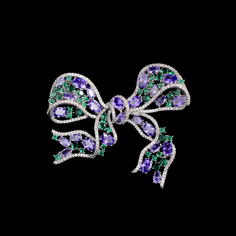AVELIA Classic Gem-Embellished Bow Brooch