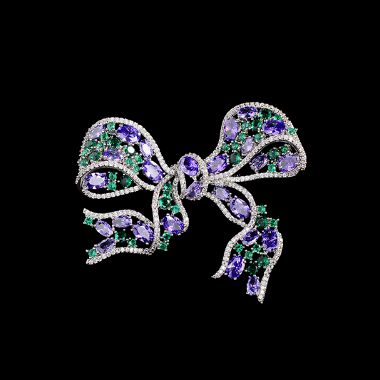 AVELIA Classic Gem-Embellished Bow Brooch