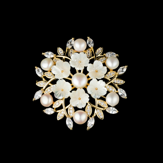 AVELIA White Flower Brooch