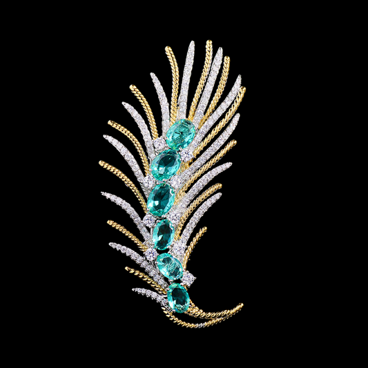 AVELIA Teal Feather Brooch​
