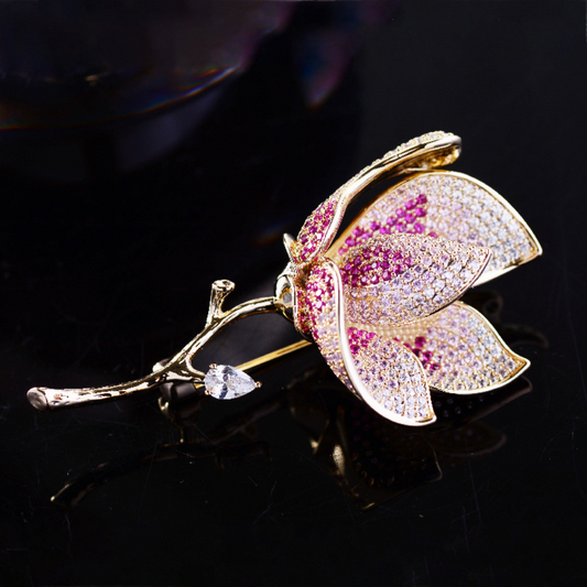 AVELIA Classic Grace Magnolia Floral Brooch