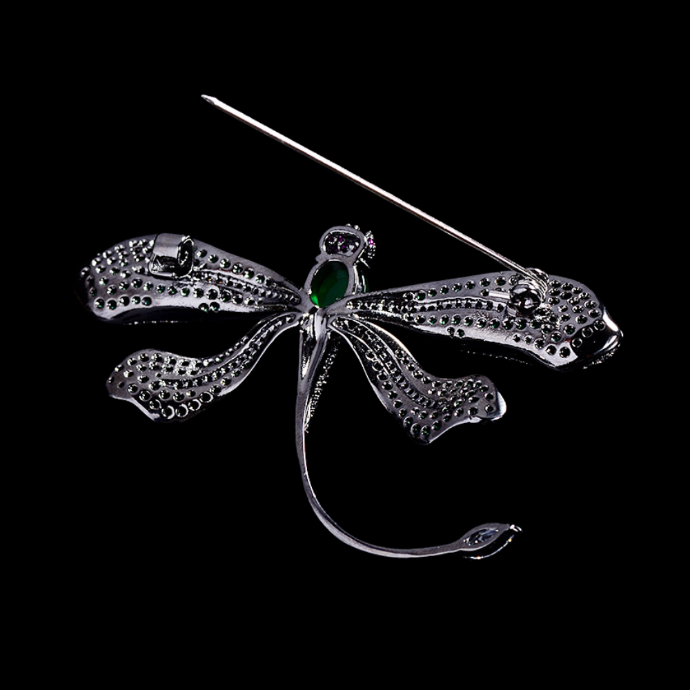 AVELIA Classic Elegance Emerald Dragonfly Brooch