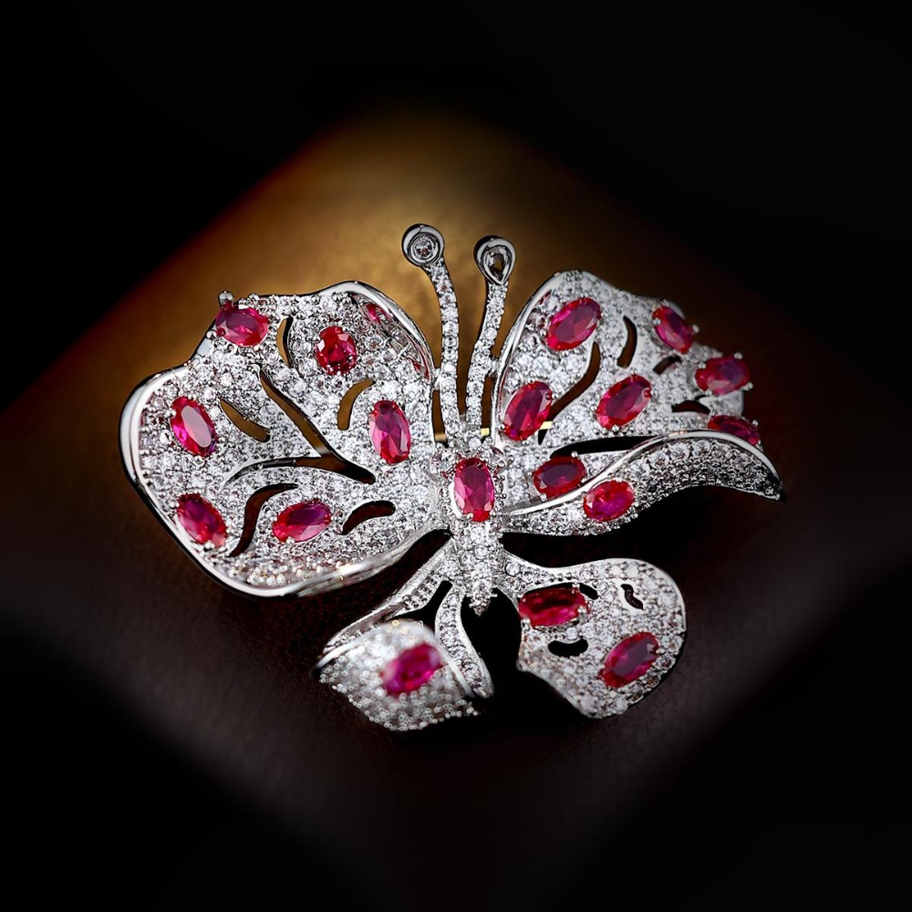 AVELIA Classic Ruby Butterfly Charm Brooch