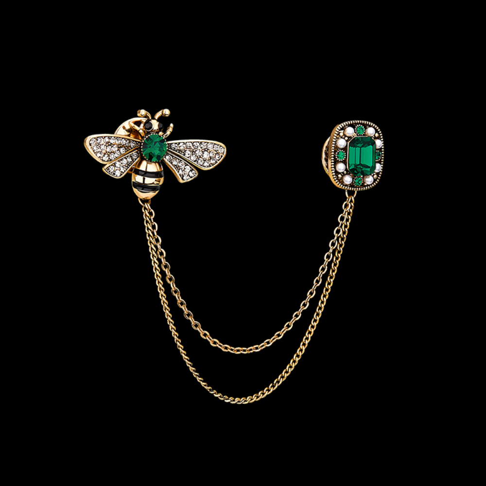 AVELIA Vintage Green Gem Bee Brooch