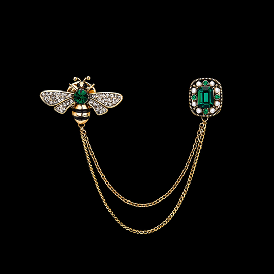 AVELIA Vintage Green Gem Bee Brooch