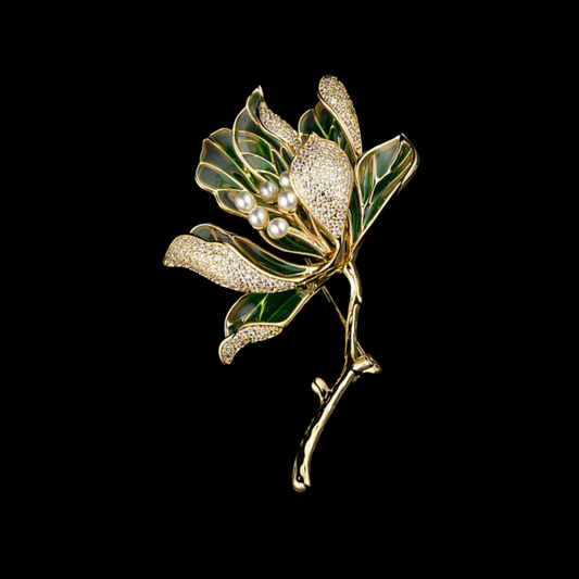 AVELIA Vintage Enamel Flower Brooch