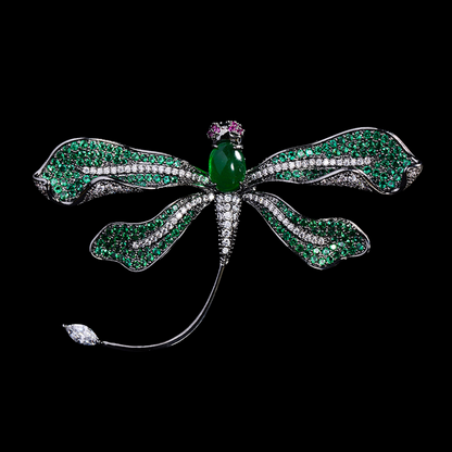 AVELIA Classic Elegance Emerald Dragonfly Brooch