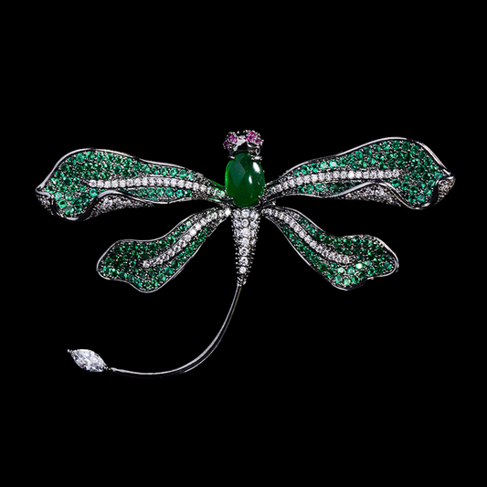 AVELIA Classic Elegance Emerald Dragonfly Brooch