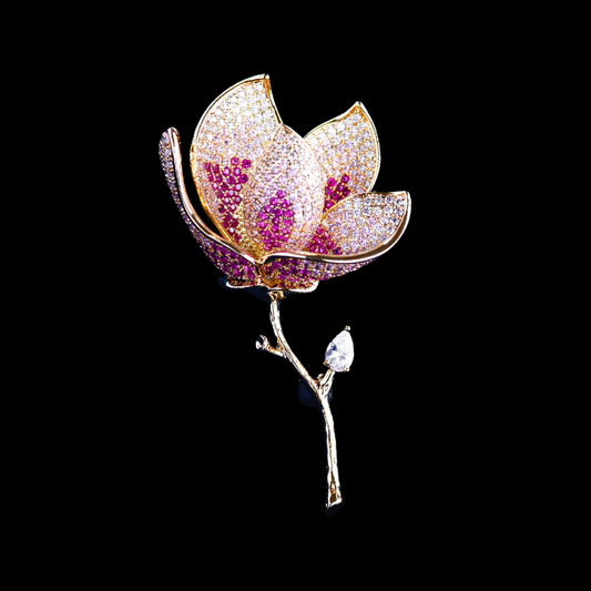 AVELIA Classic Grace Magnolia Floral Brooch