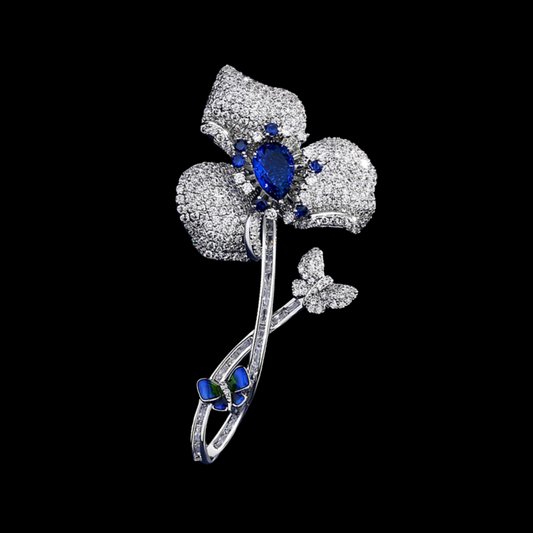 FORTUNELLE Blue Bloom Butterfly Grace Brooch - AVELIA JEWELRY