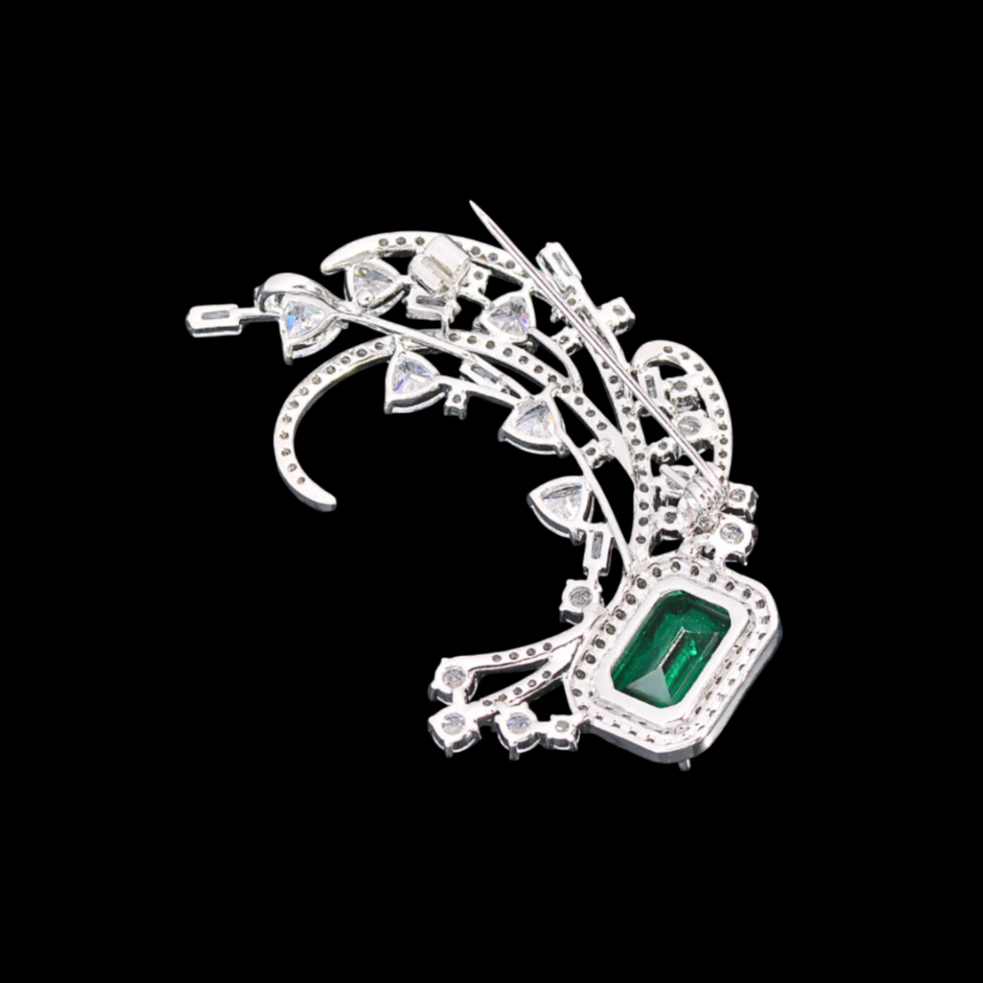Emerald Green Crystal Lily of the Valley Brooch | AVELIA