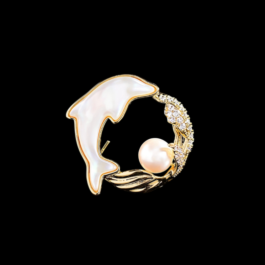 AVELIA Mother of Pearl Dolphin Brooch