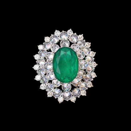 Vintage Emerald Green Crystal Magnetic Brooch