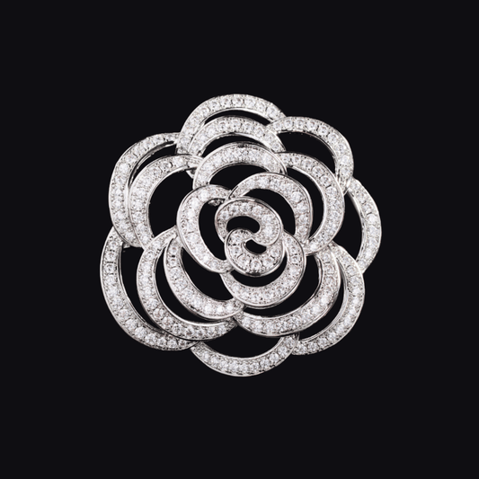 AVELIA Large Silver Flower Brooch
